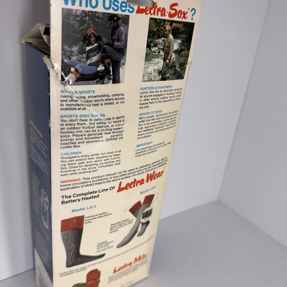 Vintage Lectra-Sox Battery‎ Heated Socks W Box For Parts Repair Untested